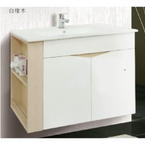 LB9080EFO-BA416EO 瓷盆PVC防水浴櫃組(白橡木)/90公分