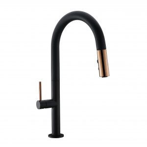 112211-BG 不鏽鋼無鉛廚房伸縮龍頭-尊爵黑/玫瑰金