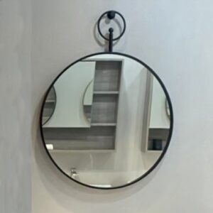 KQ-S5586A不鏽鋼掛環圓鏡-霧黑/寬60公分