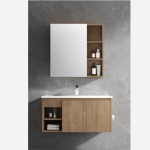 KQ-P0213/9810 瓷盆發泡板浴櫃組/寬100CM/左開放