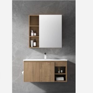 KQ-P0214/9810 瓷盆發泡板浴櫃組/寬100CM/右開放