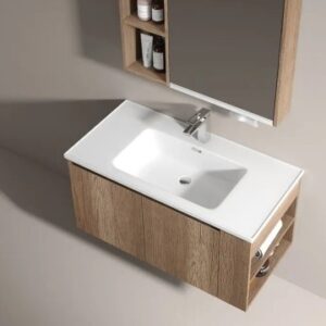 KQ-S2112 瓷盆不鏽鋼浴櫃組/寬100CM/右開放