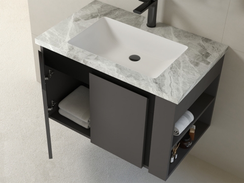 KQ-S3281 瓷盆不鏽鋼浴櫃組/寬80CM (左開放):圖片 2