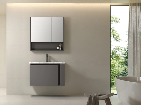 KQ-S3282 瓷盆不鏽鋼浴櫃組/寬80CM (右開放)