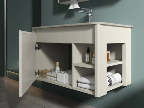 KQ-S3482 瓷盆不鏽鋼浴櫃組/寬80CM/右開放:圖片 3