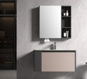 KQ-S3511 瓷盆不鏽鋼烤漆浴櫃組/抽屜櫃/寬100CM/左開放