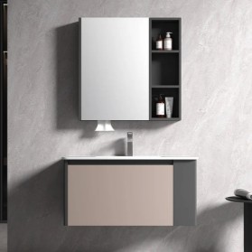 KQ-S3512 瓷盆不鏽鋼烤漆浴櫃組/抽屜櫃/寬100CM/右開放