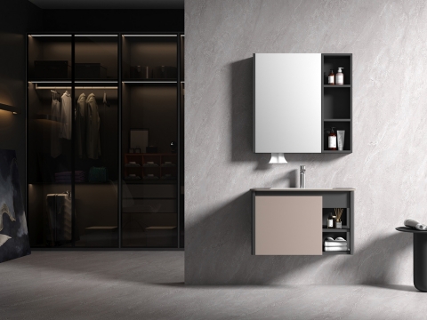 KQ-S3582 瓷盆不鏽鋼烤漆浴櫃組/寬80CM/右開放:圖片 4