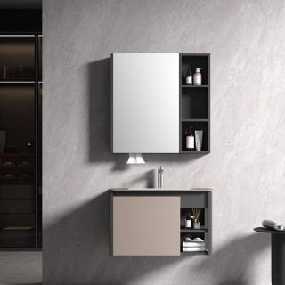 KQ-S3582 瓷盆不鏽鋼烤漆浴櫃組/寬80CM/右開放