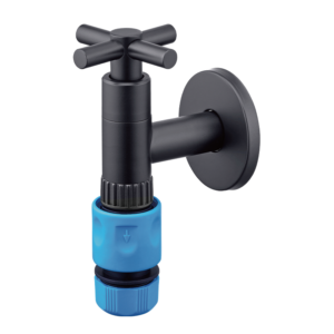 D-718 不銹鋼十字長栓-附快速接頭-戶外龍頭-消光黑