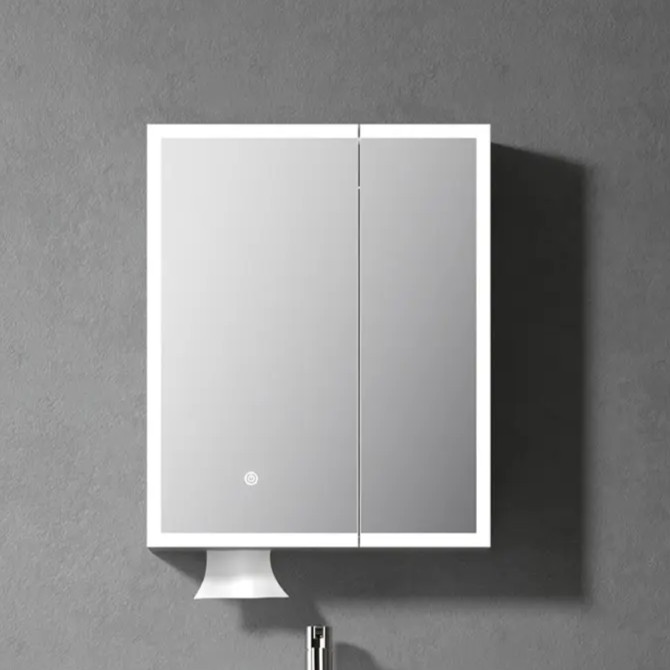 KQ-P6046A 多層實木鏡櫃/寬55公分/附燈 /附面紙孔/灰